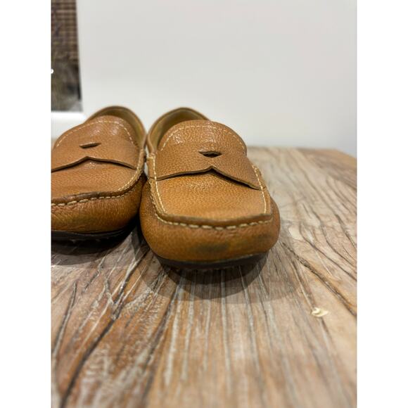 Talbots Camel Colored Slip on Driving Leather Loafers Brown Size 9.5 - Picture 4 of 11